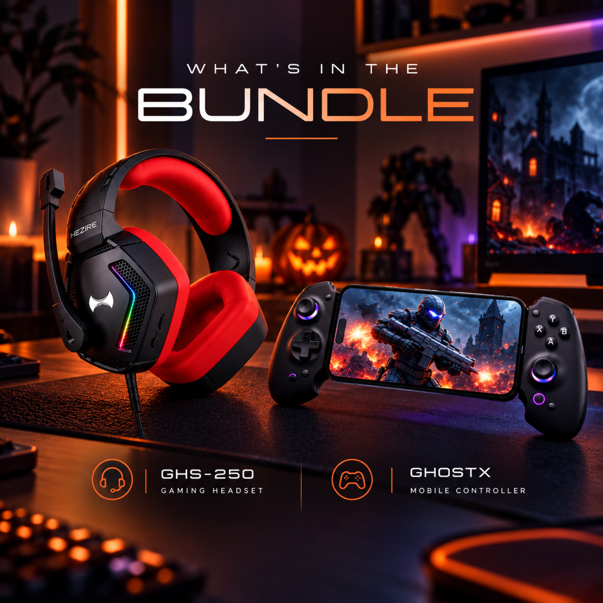 Hezire Ghost X Gaming Bundle | Controller + FREE GHS-250 Headset
