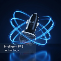Hezire H-Drive Bolt 90W PD and USB fast car charger plugged into a vehicle's power outlet showing multiple charging ports