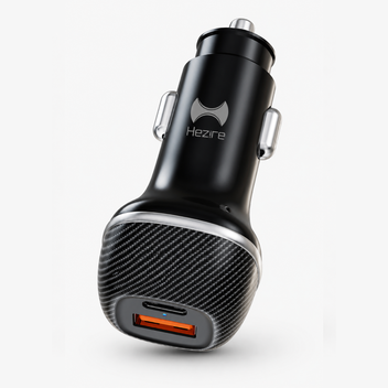 Hezire H-Drive Bolt 90W PD and USB fast car charger with multiple ports and sleek black design. Main image