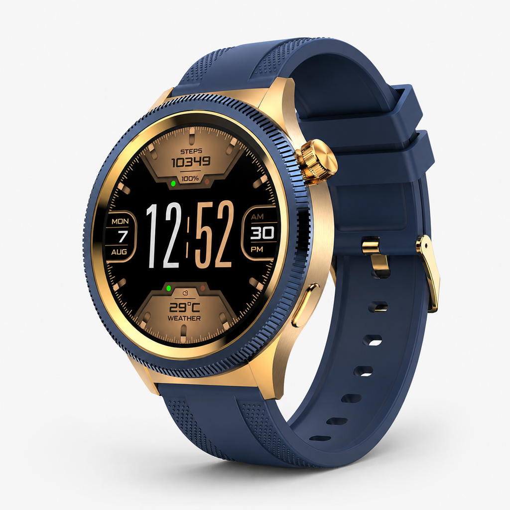 H-Watch Crown Smartwatch - Blue & Gold